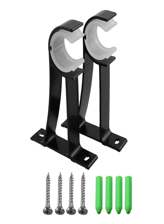 AXLIZER 2PCS Heavy Aluminum Alloy Curtain Rod Holder, Curtain Rod Bracket, Curtain Rod Supportor, Single Rod Curtain Rod Brackets ，for curtain rod with diameter of 23-30mm / 0.9-1.2 inches, Black - Image 1